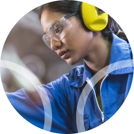 Person wearing eardefenders